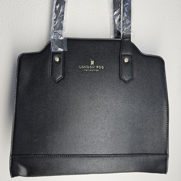 NWT!!! London Fog Condon Structured Elegant Black Tote Bag - Picture 1 of 6